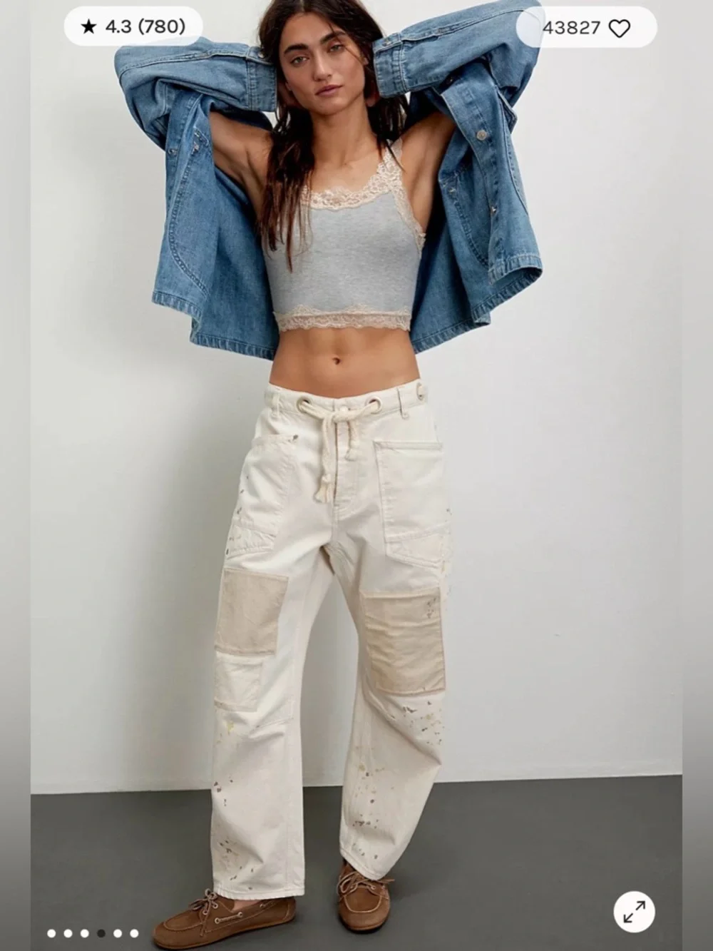 Free People We The Free Moxie Pull-On Barrel Jeans. NWT. White.